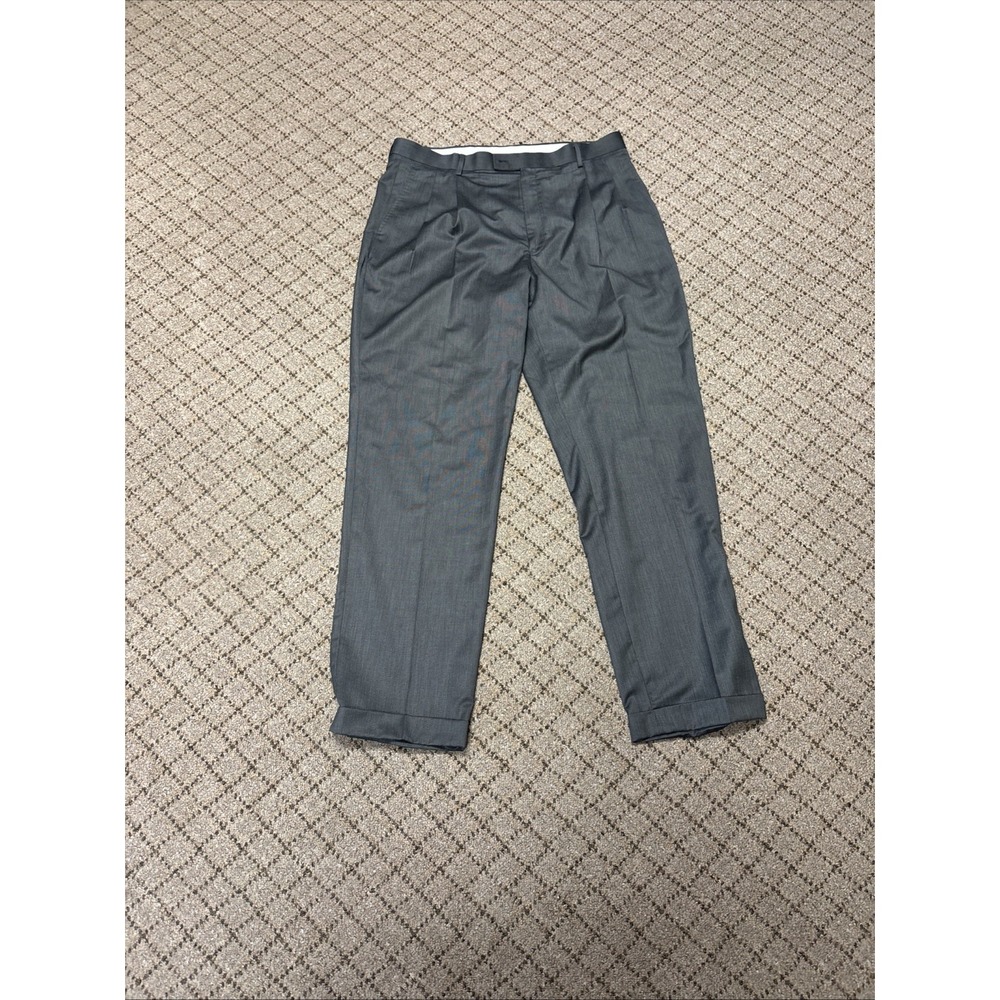 Alan Flusser Pants Mens 38x34 Dress Slacks Suit Formal Cuffed dark grey